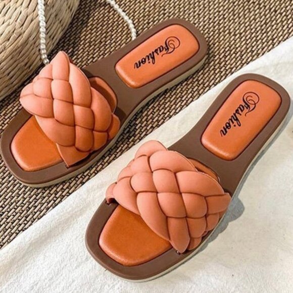 Orange Open Toe twisted Sandal - Picture 1 of 2